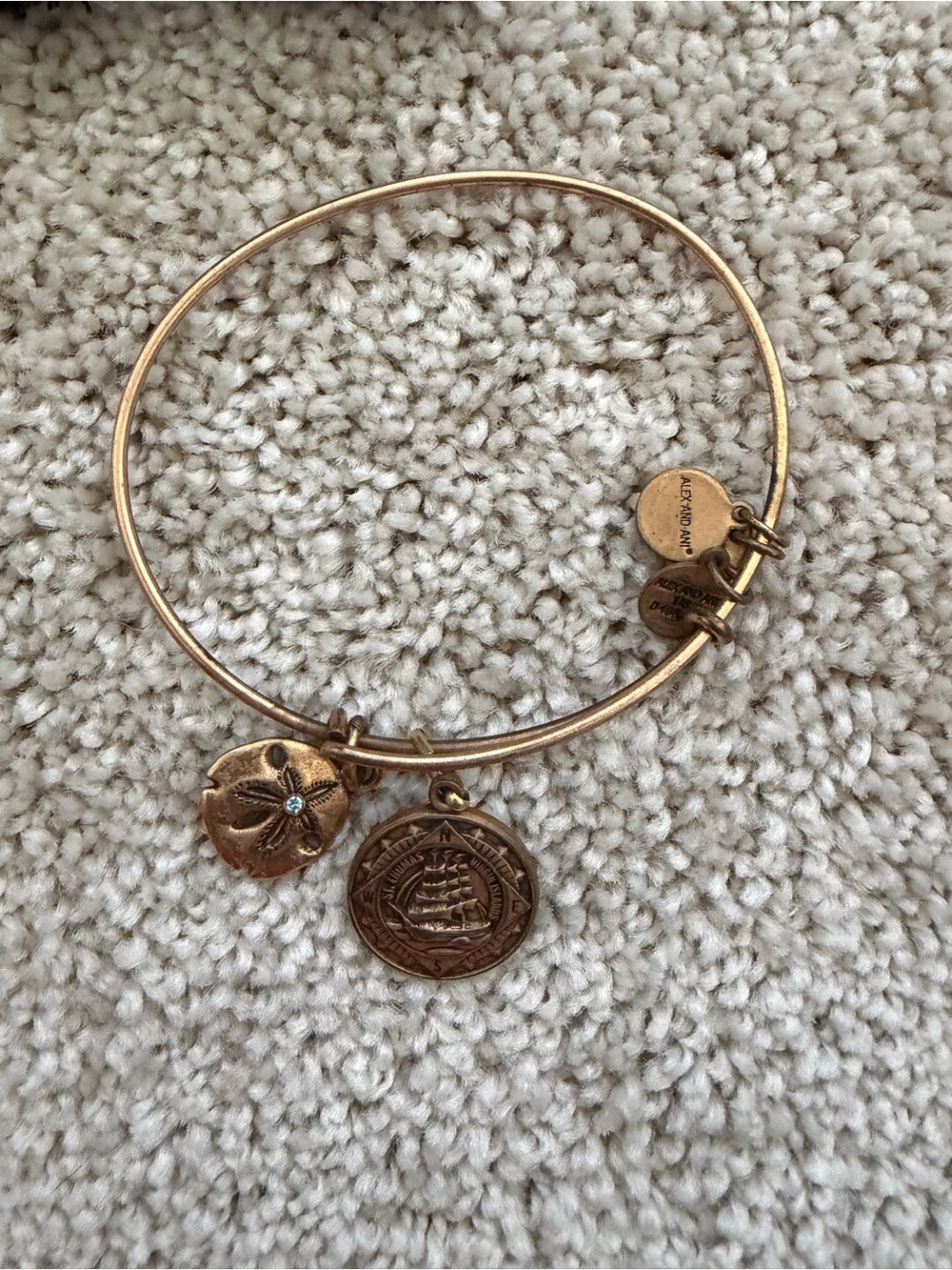 Alex and Ani Gold-Tone Nautical Coin & Sand Dollar Charm Bangle